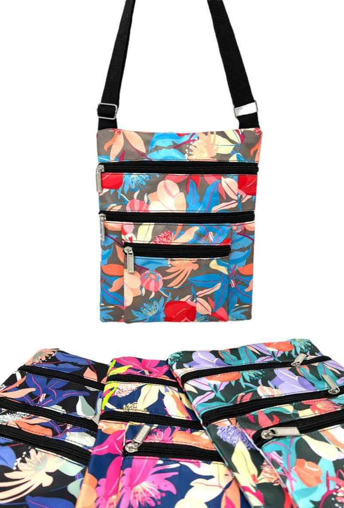 Ladies Floral Print Shoulder Bag Handbag Lightweight Long Strap Multi Pockets image 1