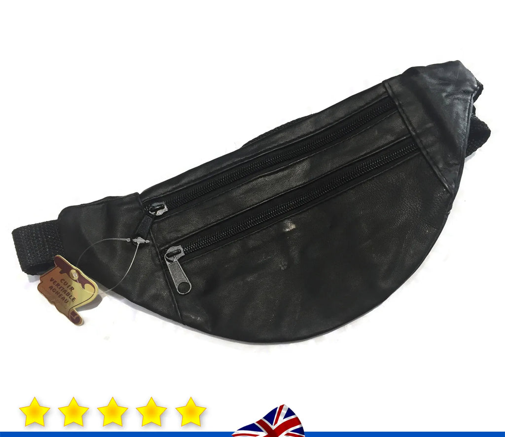 Real Leather Bum Bag Money Waist Belt Fanny Pack Holiday Work Festival Wallet image 0