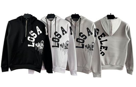 Men's Plain Hooded Sweatshirt Graffiti Pattern Winter Warm Zip Style Sweater image 0