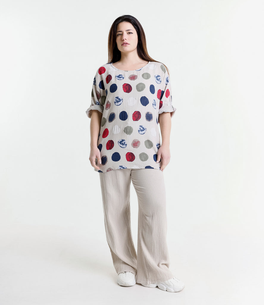 Ladies Assorted Colours Polka Dot Tops Cotton Wholesale prices image 1