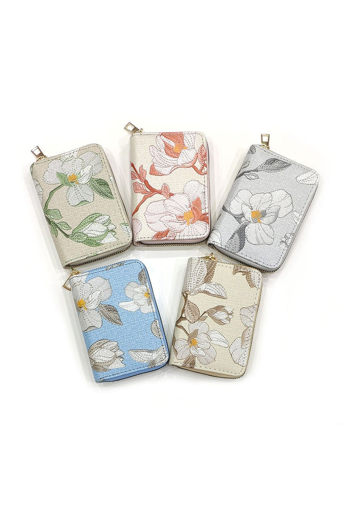 Women's Flower Zip Coin Purse Card Cash Coin Holder Multi Compartment Wallets image 0