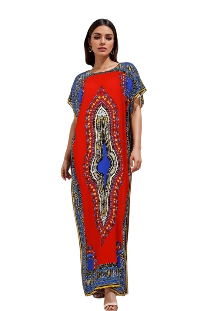Ladies Kaftan Long Maxi Dress Summer Beach Holiday Printed Dress One Siz image 3