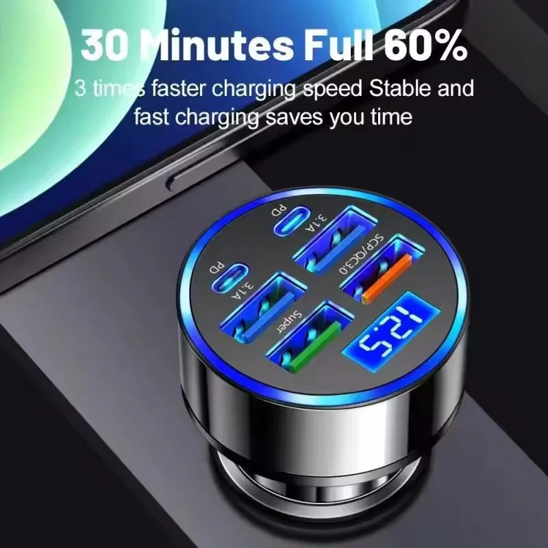 350W USB Car Charger PD QC3.0 USB C Car Phone Charger Type C Adapter for iPhone Samsung Huawei Xiaomi Quick Charge ﻿