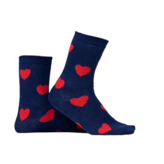 Ladies Heart Print Mid Calf Pack Of 12 Casual Work Office Classic Socks Size 3-8 image 0