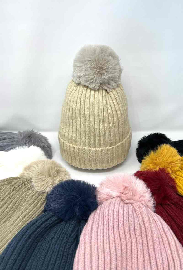 Women's Faux fur Pompon Cap Faux Fur Lining Extra Warm Soft Winter Caps image 3