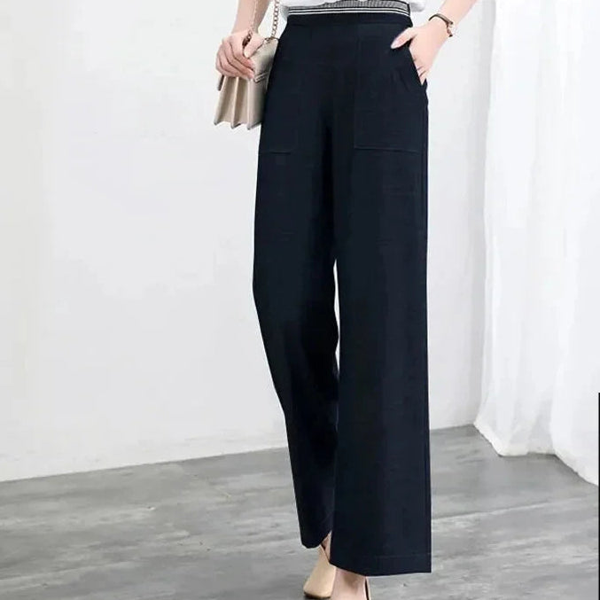 Summer Thin Mother Jeans High Waist Straight Trousers Female Cowboy Denim Ankle-Length Pants Ice Silk Denim Wide Leg Pants Women