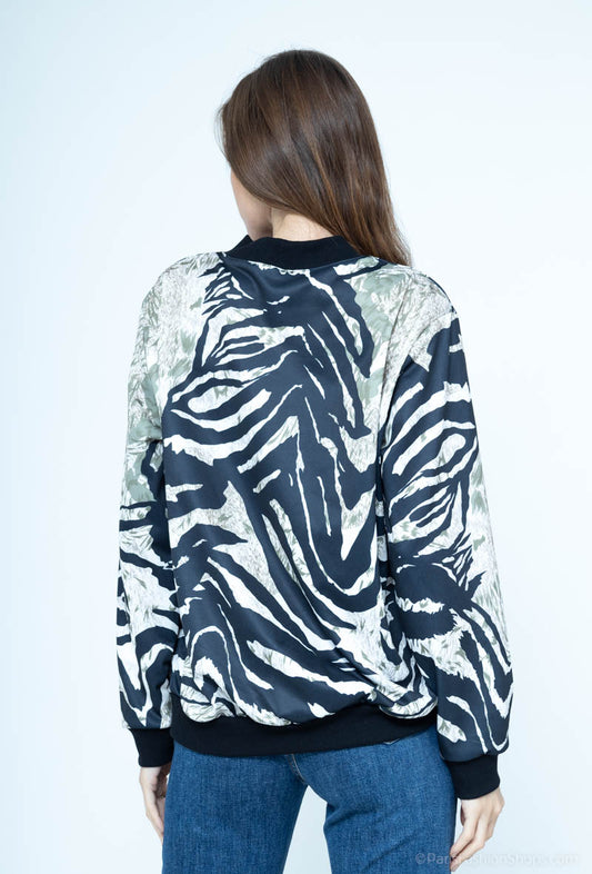 Women's Winter Zipped Jacket Bomber Printed Outdoor Party Stylish Jackets image 1