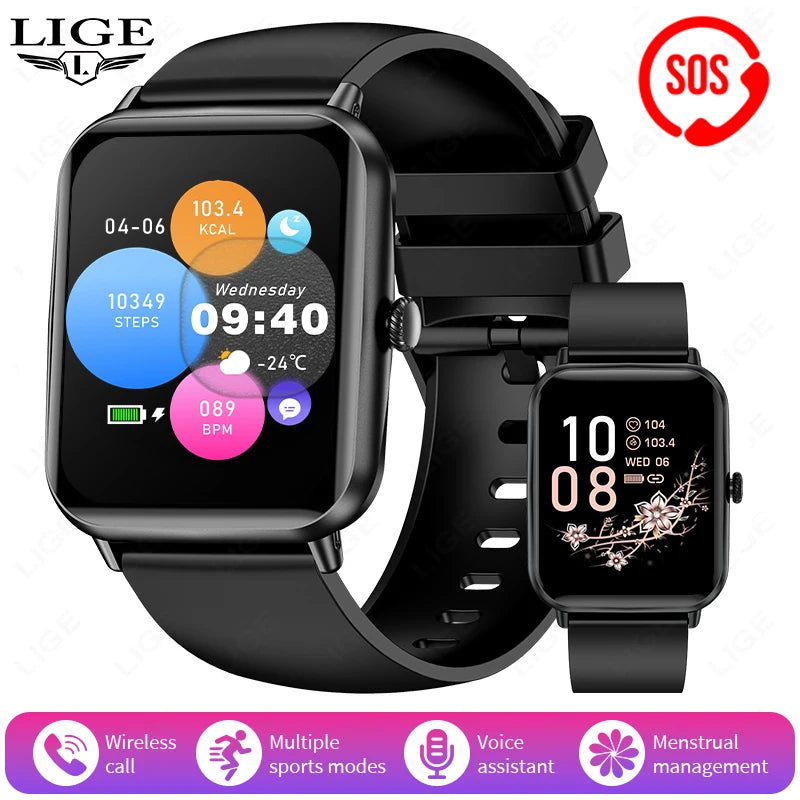 LIGE For Android IOS Smart Watch Men Bluetooth Call Sport Fitness Tracker Health Monitoring Fashion Women Smartwatch Ladies Gift