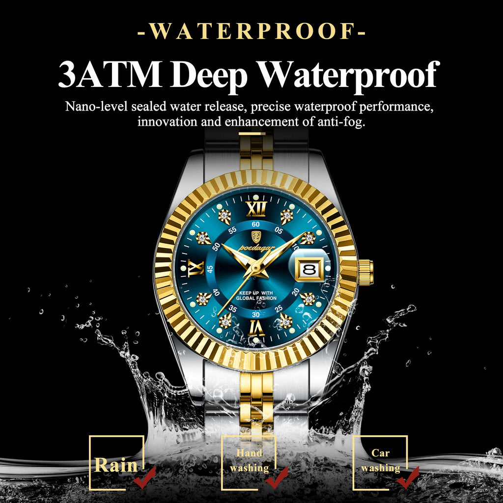 POEDAGAR Top Luxury Women's Watch Waterproof Stainless Steel Luminous Date Elegant Ladies Clock Quartz Fashion Watches For Women
