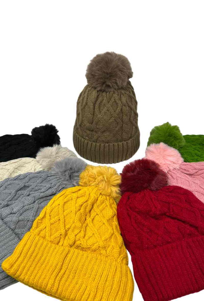 Women's Faux Fur Pompon Cap Faux Fur Lining Extra Warm Soft Stylish Beanies image 2
