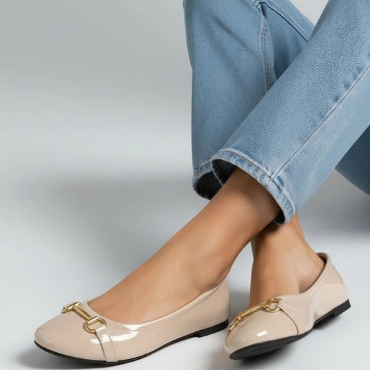 Womens Beige Ballerina image 0