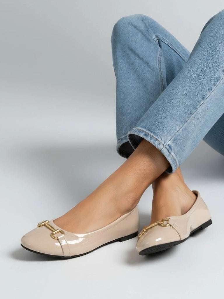 Womens Beige Ballerina image 0