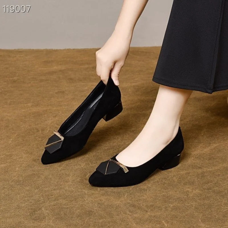 2026 Fashion Women's Flats Elegant Square Button Comfortable Soft Sole Casual Shoes Simple Versatile Slip on Shoes Large Size