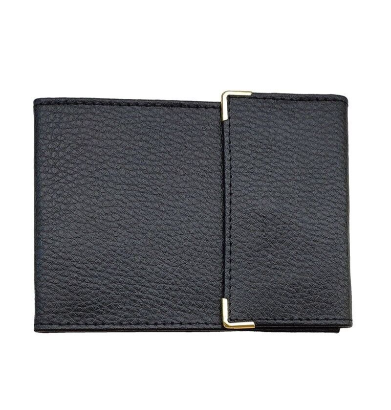 Unisex Leather Crust Check Holder Black Stylish Cheque Wallet Long Folding image 0