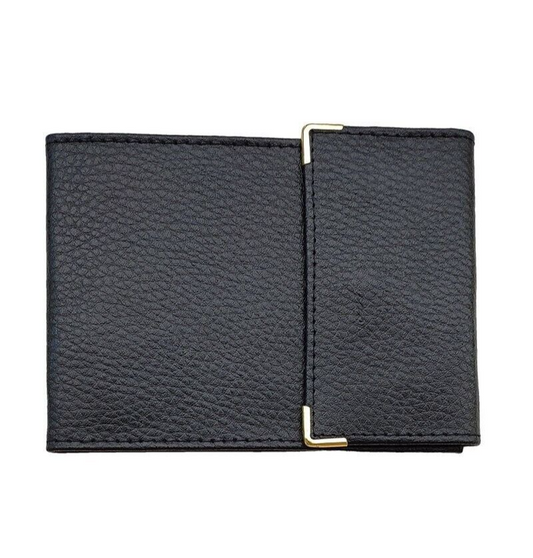 Unisex Leather Crust Check Holder Black Stylish Cheque Wallet Long Folding image 0