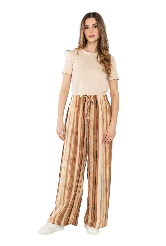Ladies Women Trouser Elasticated Wide Leg High Waist Regular Pants Black Brown image 0
