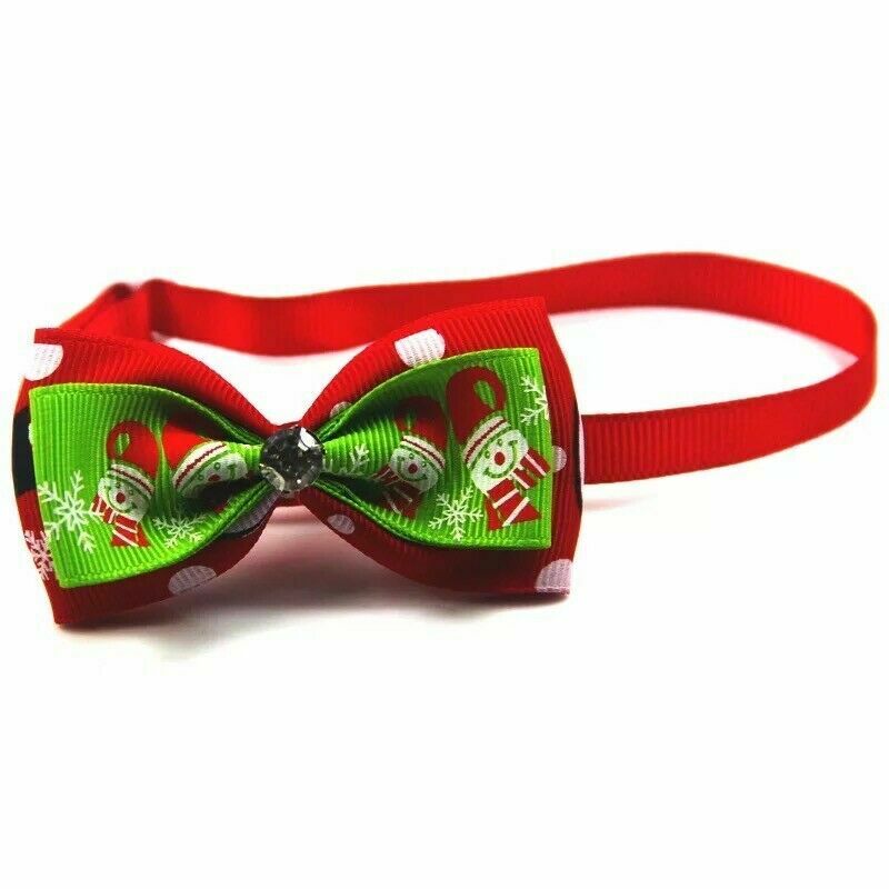 Christmas Pet Bow Tie Dog Cat Puppy Kitten Accessory Adjustable Necktie Collar image 0