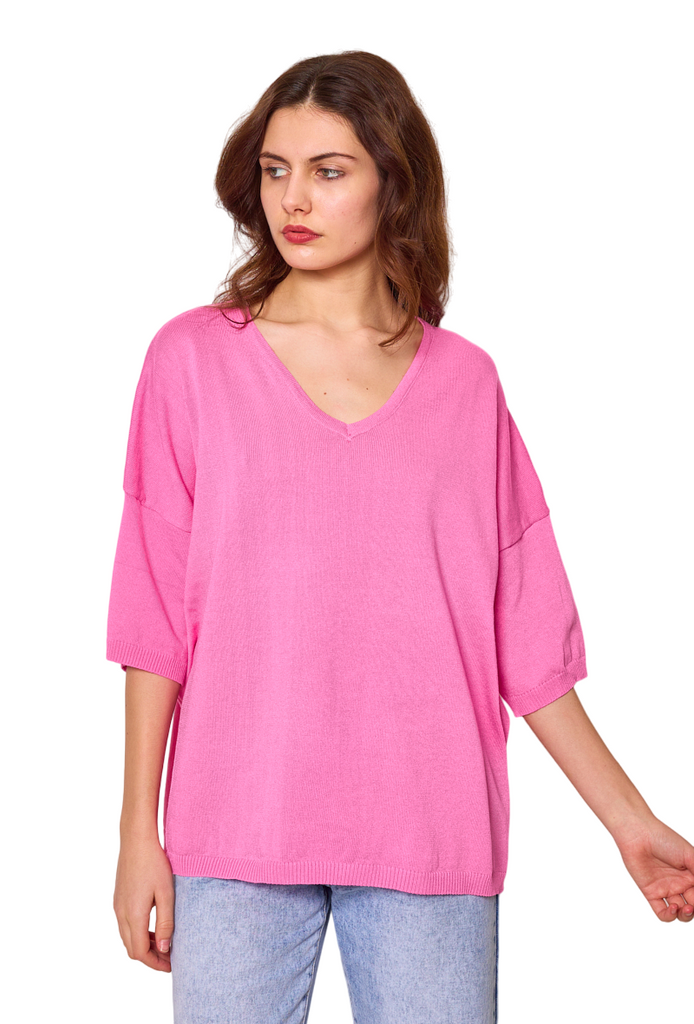 Women’s Oversized Short Sleeve Sweater Ladies Summer Top Lightweight Jumper image 4