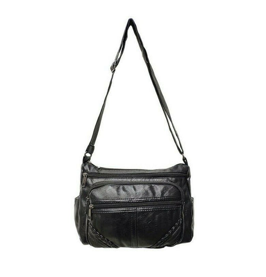 Women's Soft Handbag Crossbody Multi Pockets Office Work Shoulder Bag Black image 0