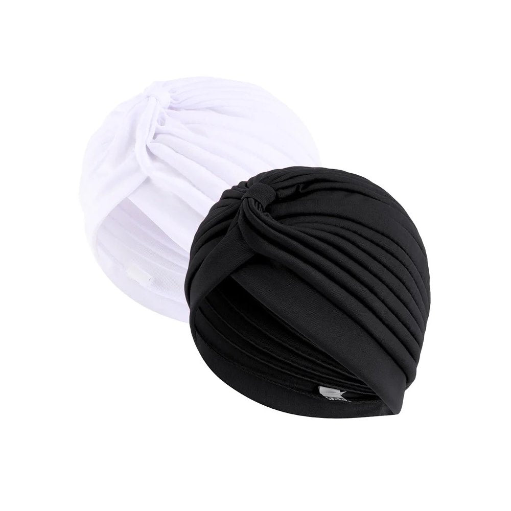 2pcs Stretch Turban Head Beanie Cover Pleated Headwrap Ladies Muslim Hair Cover image 3