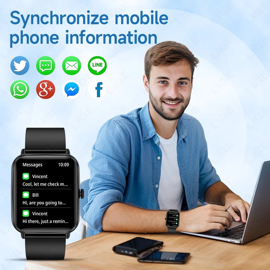 LIGE For Android IOS Smart Watch Men Bluetooth Call Sport Fitness Tracker Health Monitoring Fashion Women Smartwatch Ladies Gift