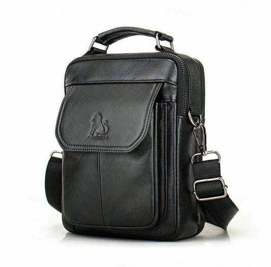 Real Leather Shoulder Messenger Bag Travel Utility Work Bag Satchel Body Bag image 0