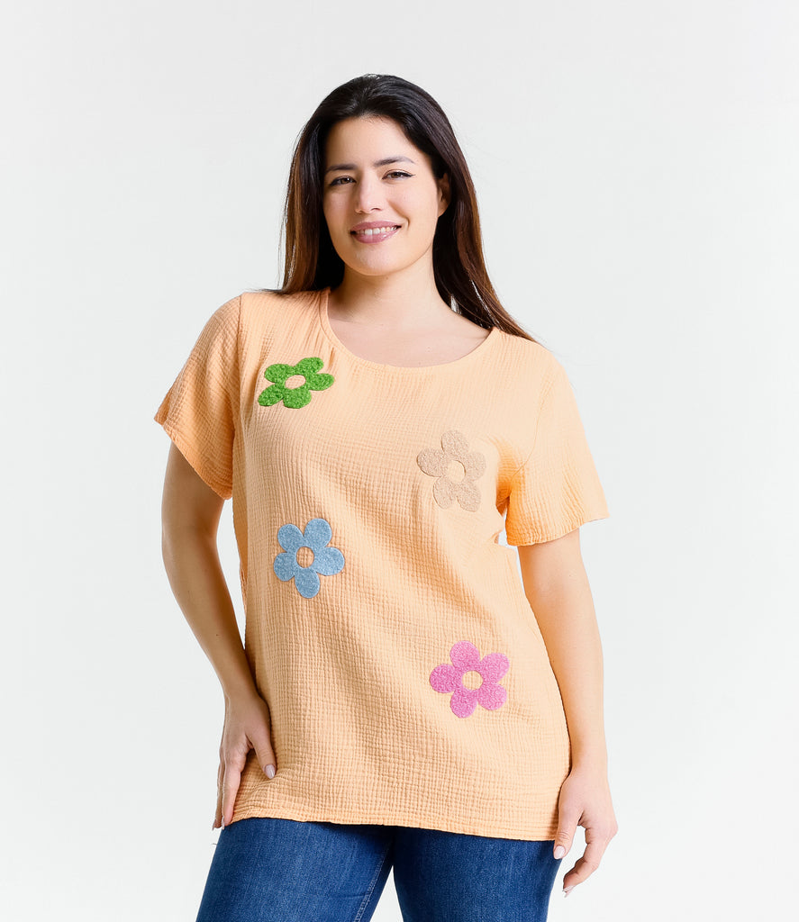 Ladies Daisy Cotton T Shirt Assorted Colors Wholesale Prices image 0