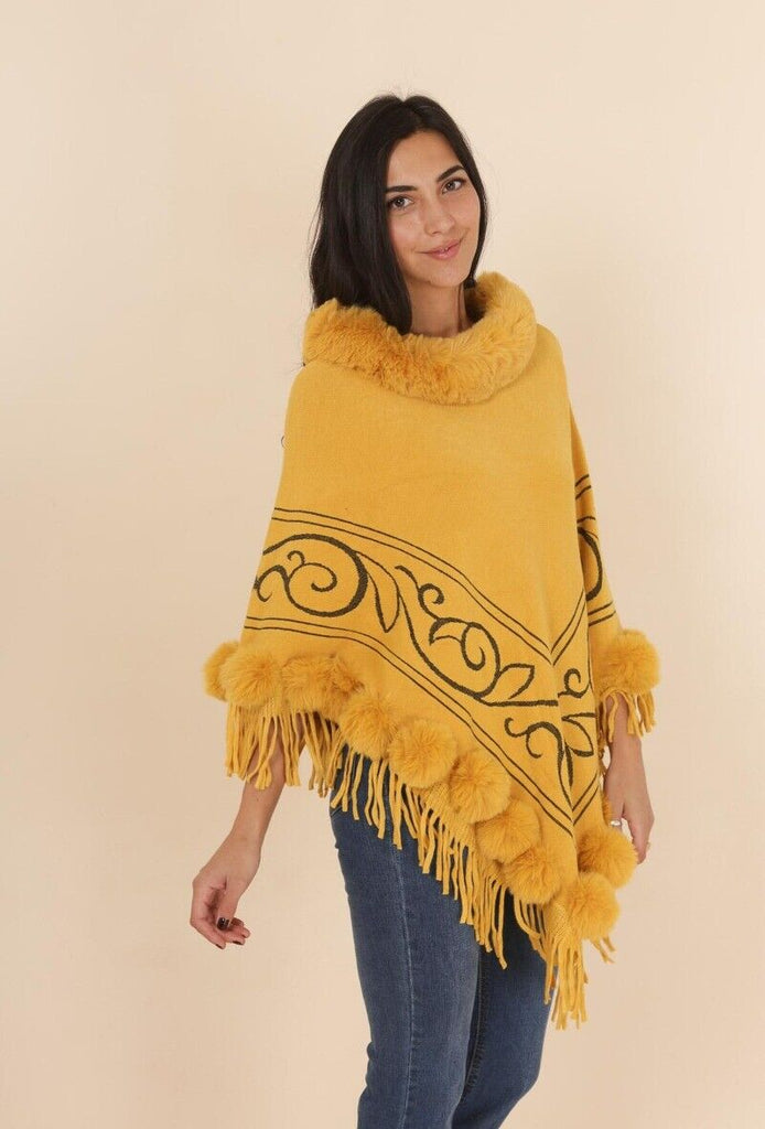 Ladies Cape With Fur Poncho Winter Jacket Oversized Poncho Wrap Fur image 9