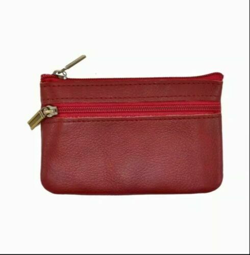 Unisex Men's Women's Real Soft Leather Coins Keys Money Pouch Purse Zip Wallet image 0