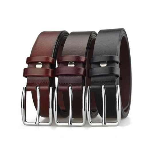 Mens Italian Real Leather Belt Trouser Jeans Buckle Belts Brown Black Tan Belts image 0