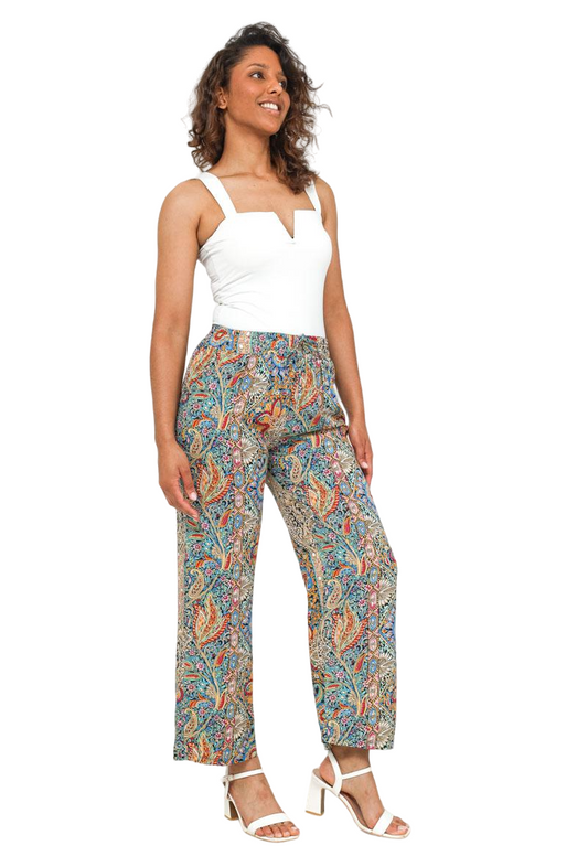 Ladies Women’s Trousers Palazzo Trousers Baggy Wide Leg Flared Pants Printed Pan image 0