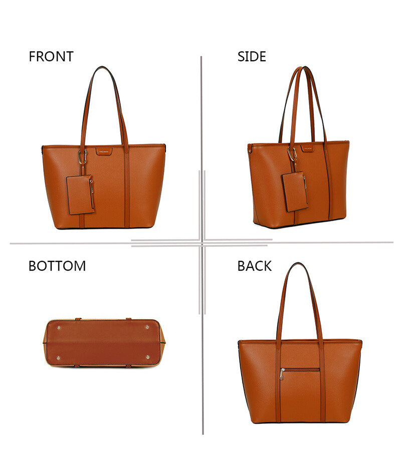 Ladies Faux Leather Crossbody Bag Shoulder Tote Handbag with Purse & Wallet image 2