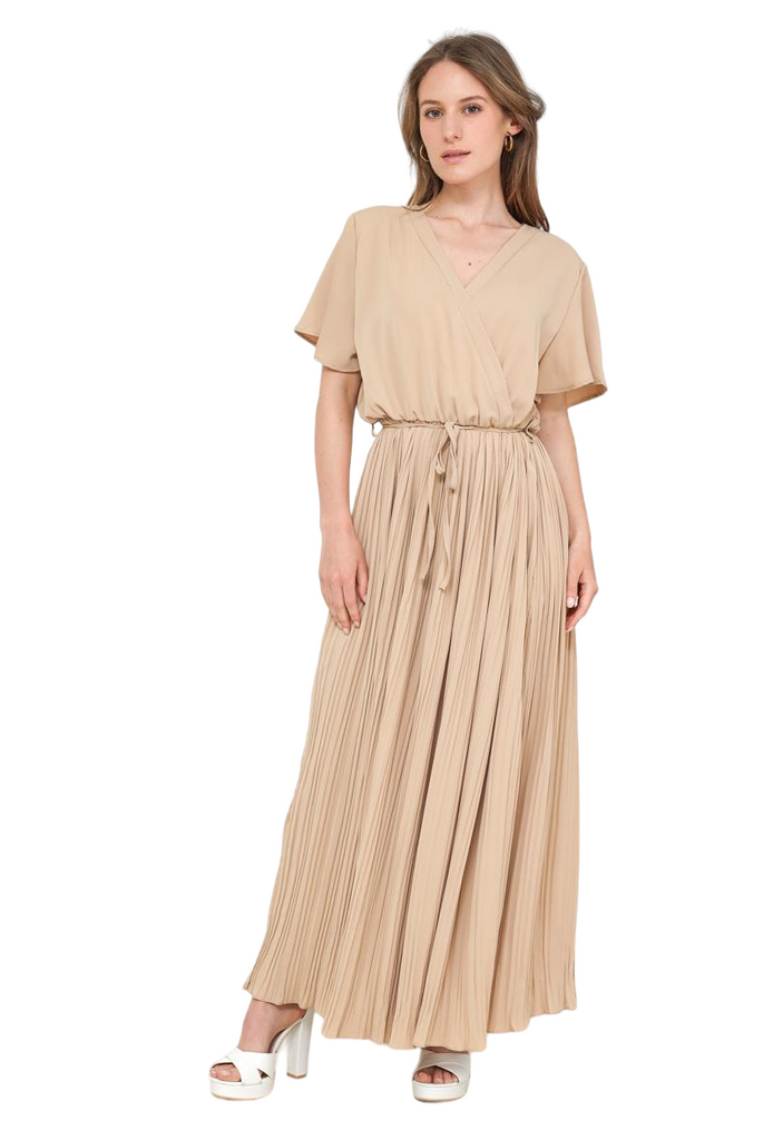 Ladies Dress Womens Pleated Wrap dress Maxi Tie Belt Dress Summer Long Dress image 4