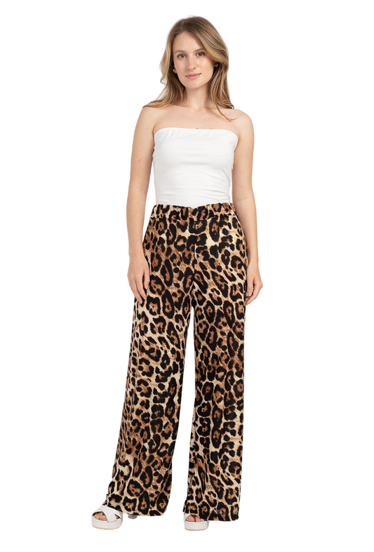 Womens Leopard Print Turn Up Summer Bottoms Trousers Ladies Italian Jogger Pants image 0