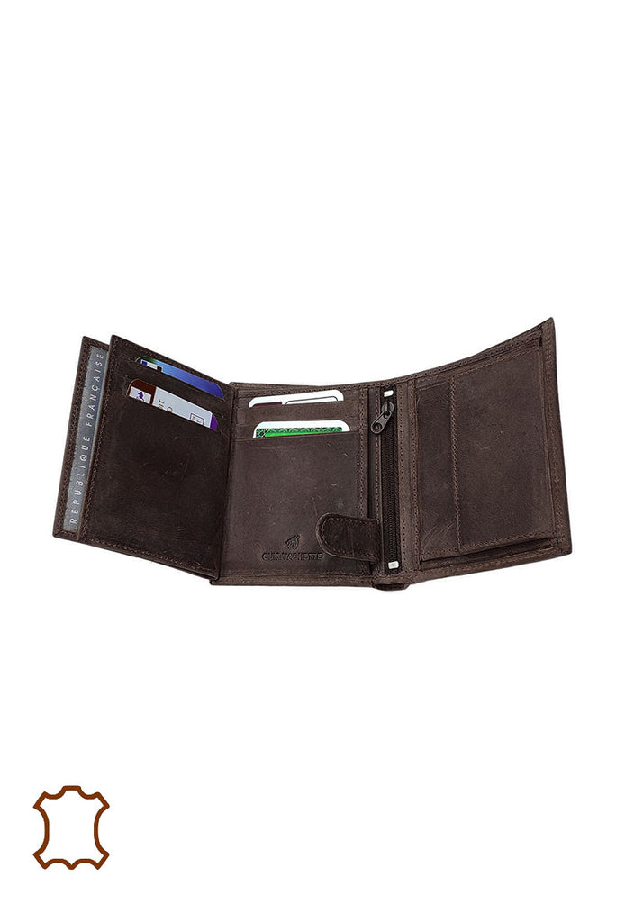 Men's Greased Leather Skull Design Wallet Comfortable Multi Pockets Wallets image 4