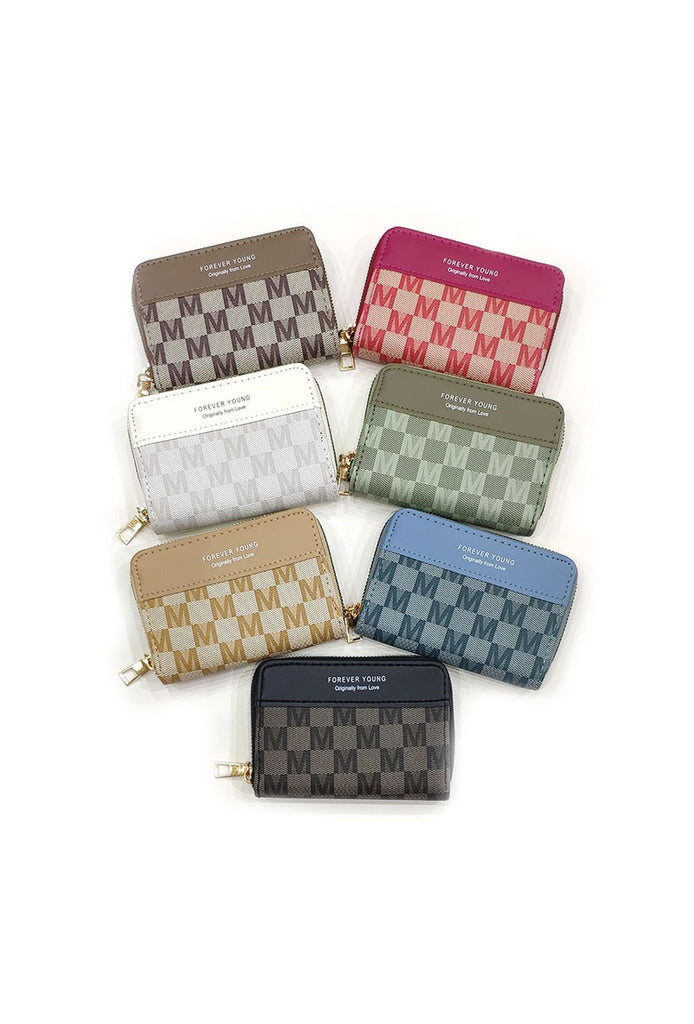 Women's Monogram Zip Coin Purse Multi Compartment Ladies Wallet Card Cash Holder image 0