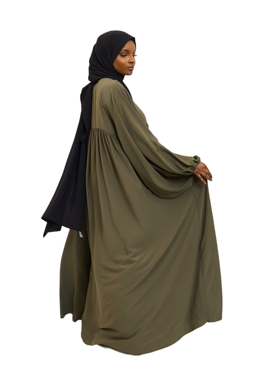 Women’s Abaya Maxi Dress Burkha Farasha Jilbab Islamic Large Size Puff Sleeve image 1