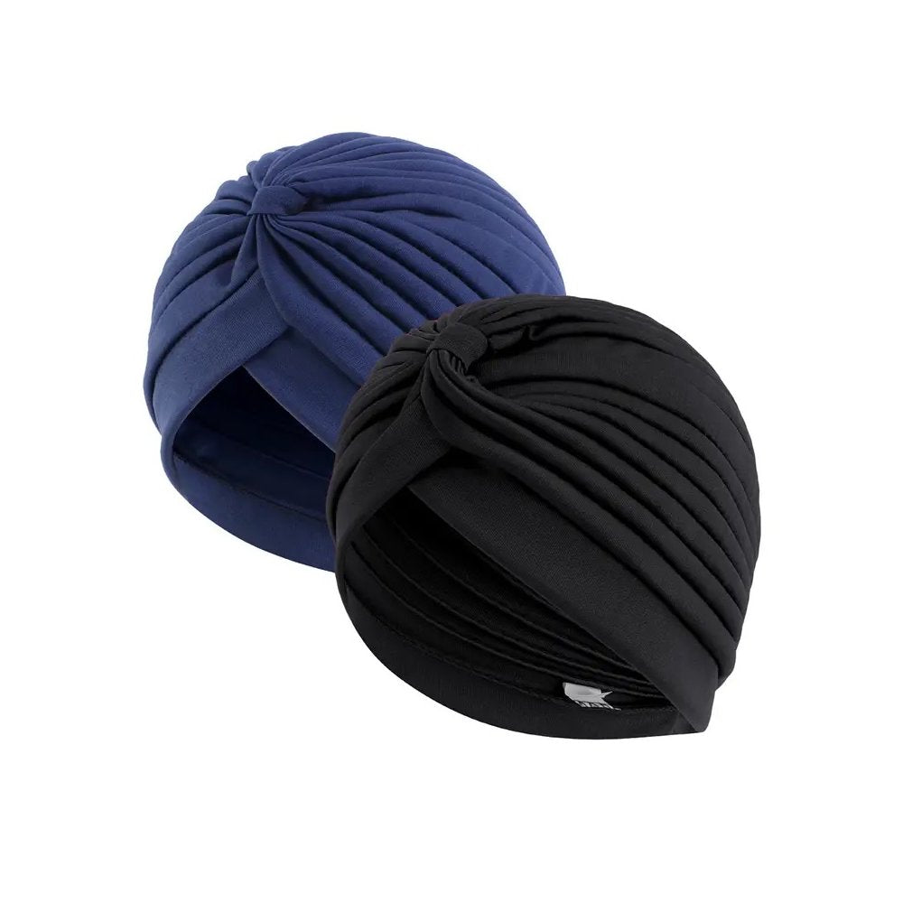 2pcs Stretch Turban Head Beanie Cover Pleated Headwrap Ladies Muslim Hair Cover image 7