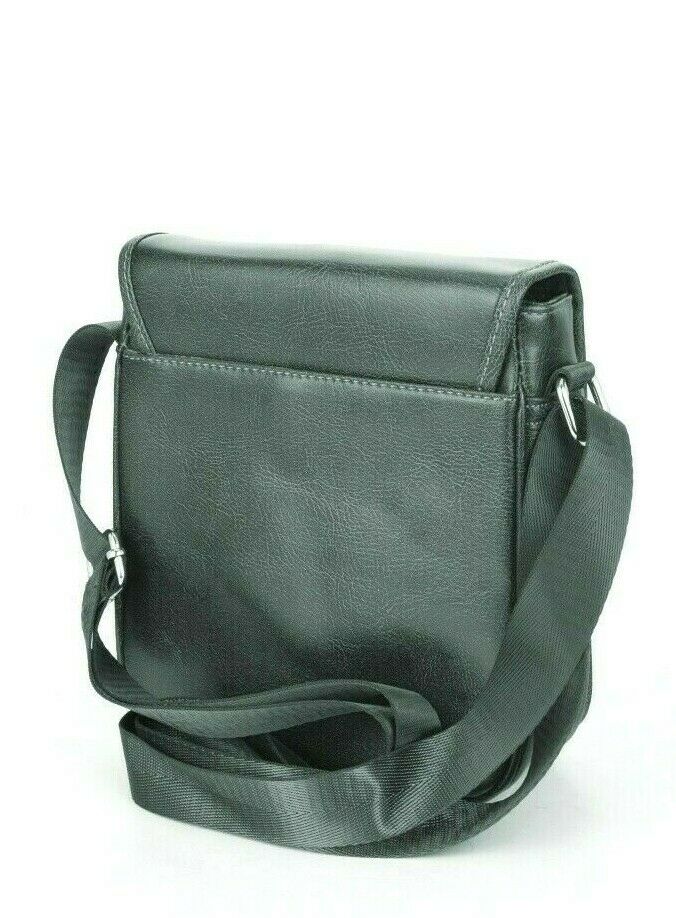 Men's Leather Cross Body Bag Shoulder Work Office Travel Messenger Satchel Black image 1