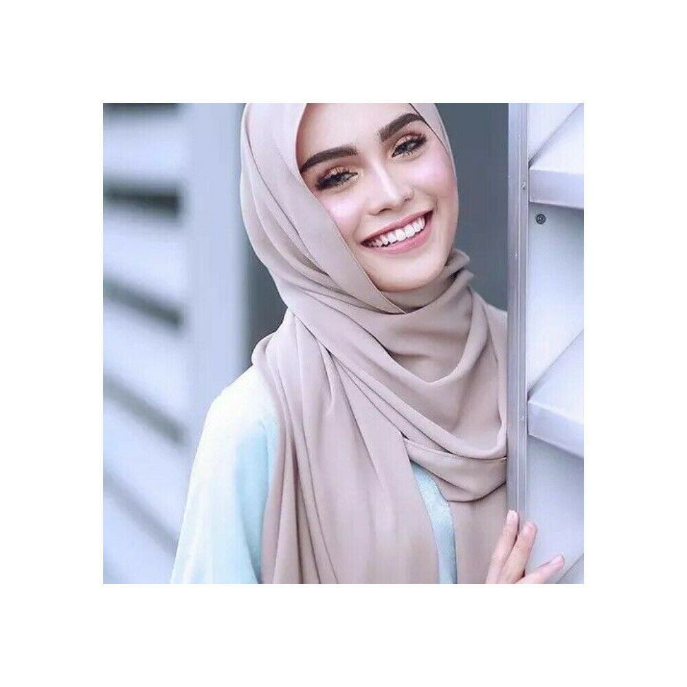 Women's Plain Chiffon Scarf Muslim Hijab Shawl Lightweight Scarves Head Wrap UK image 4