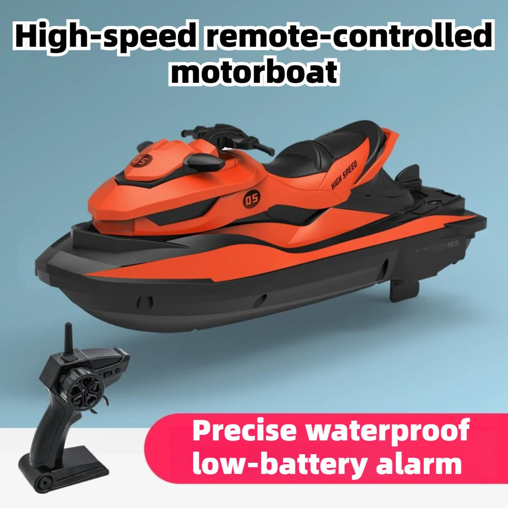 Waterproof 2.4G Remote Controlled Electric Speedboat Toy High Speed RC Racing Motorboat Rechargeable RC Boat Birthday Gift