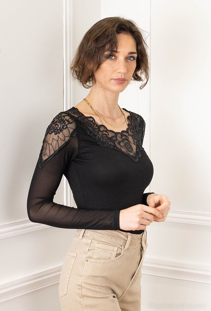 Ladies Long Sleeves Tops Casual Stylish Black & White Perfect Style Bodysuit image 5