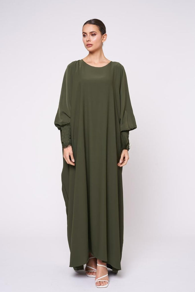 Ladies Abaya Elastic Sleeve Smoke Long Sleeves Comfortable Stylish Abaya image 4