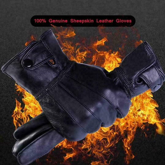 Men's Fleece Lined Leather Gloves Driving Casual Warm Classic Soft Gloves Black image 1