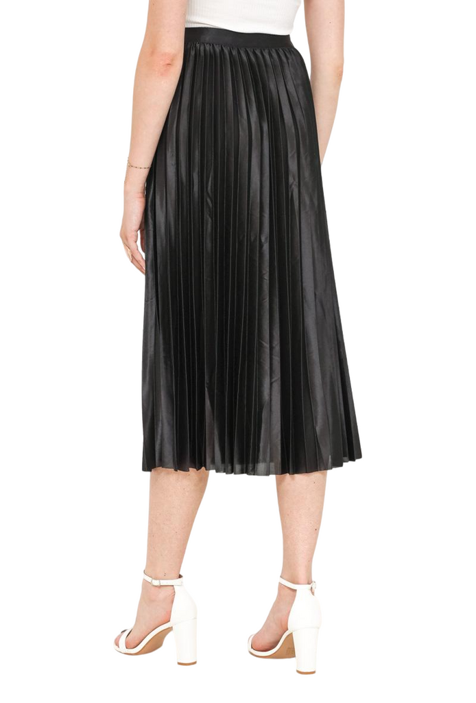 New Women's Ladies High Elastic Stretch Pleated Swing Flared Midi Skater Skirt image 4