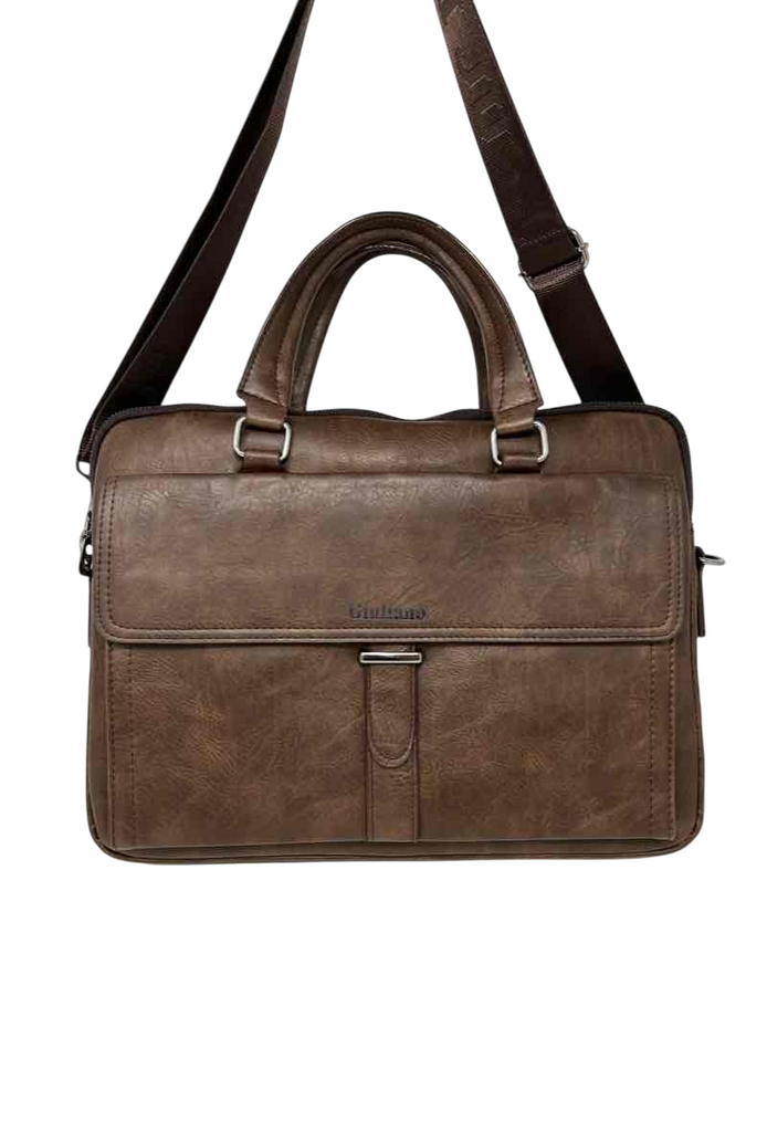 Men's Stylish Business Genuine Leather Laptop Bag Briefcase Shoulder Strap image 3