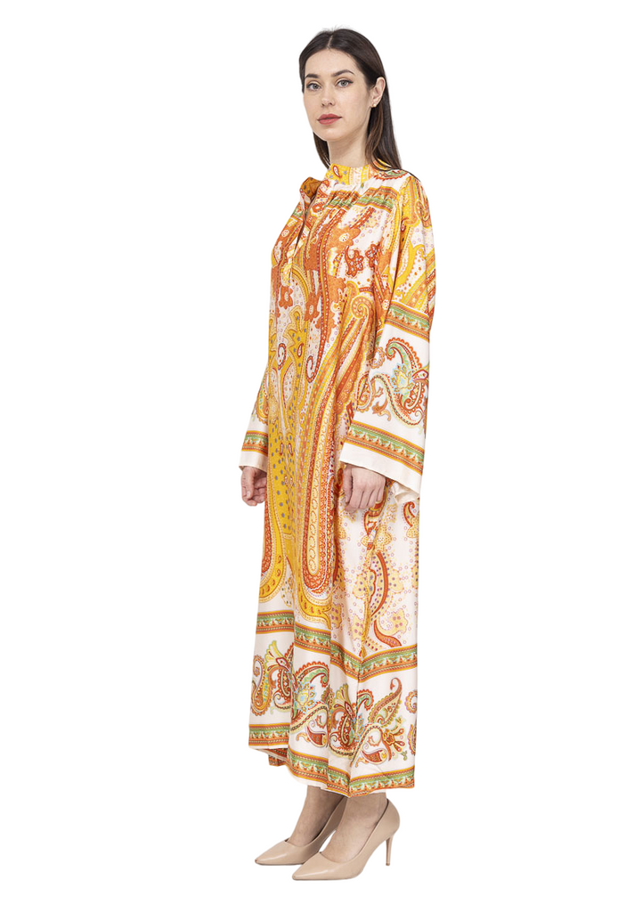Ladies Kaftan Long Dress Stylish Summer Collection Paisley Silk Kaftan Dress image 1