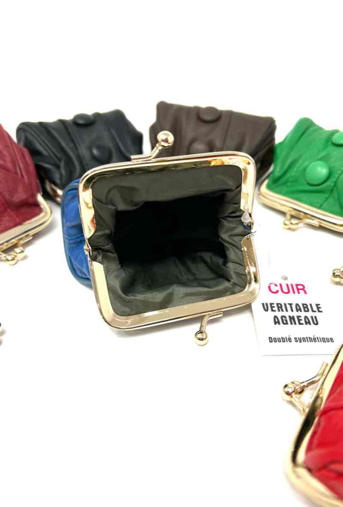 Womens Leather Small Mini Purse Money Clip Clasp Top Keys Cash Purse Wallet Bag image 2