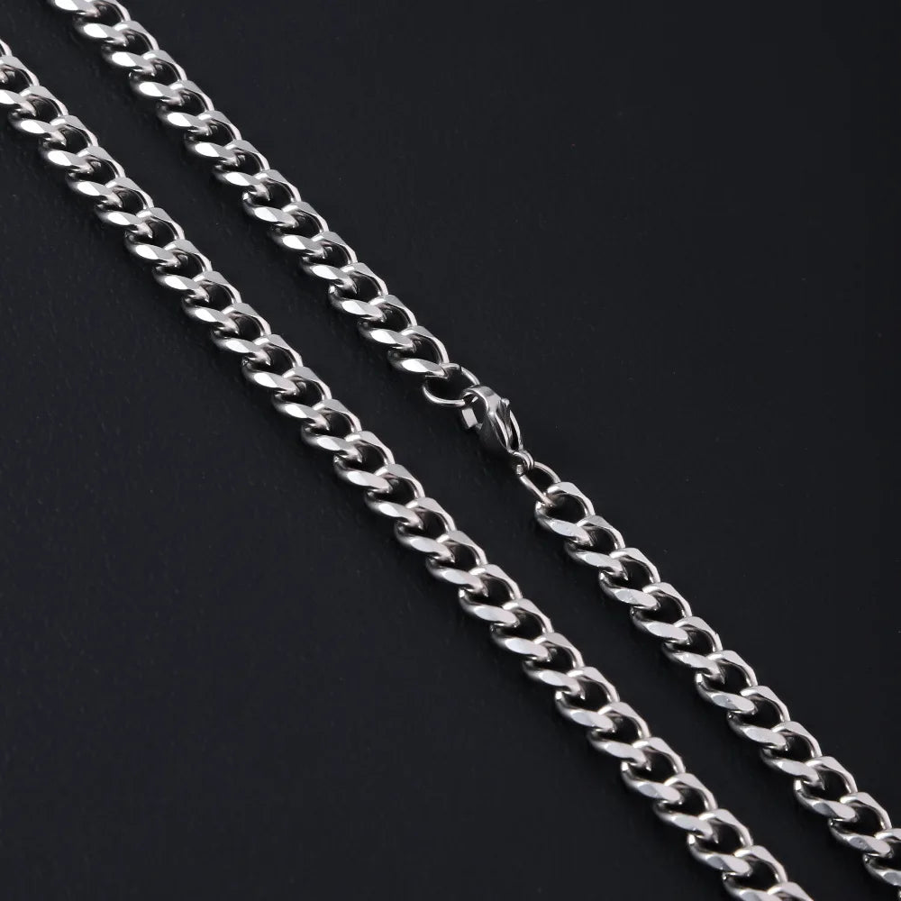 3/5/7MM Width Stainless Steel Cuban Link Chain Classic Punk Personality Jewelry Simple Fashion Couple Necklace for Men Women