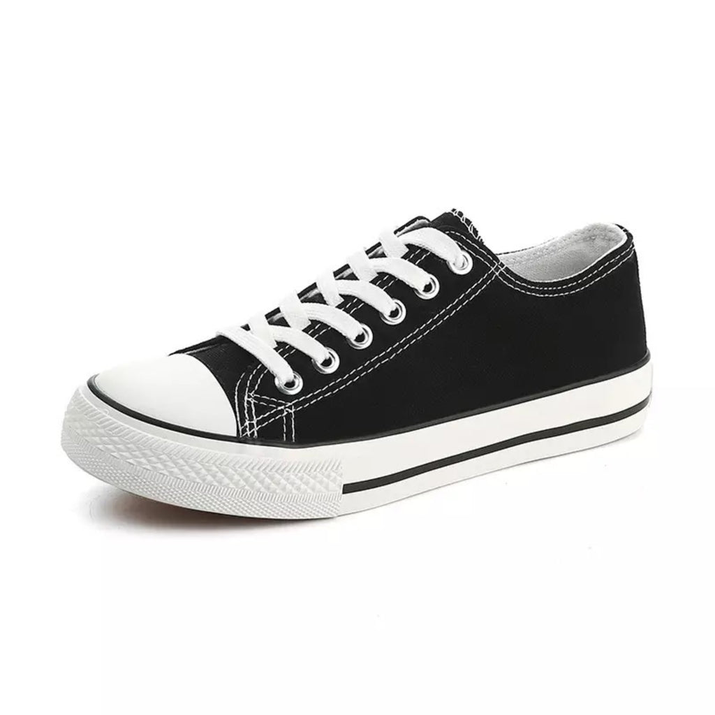 Women's Canvas Shoes Ladies Girls Trainers Plimsolls Lace Up Flat Pumps Sneakers image 0